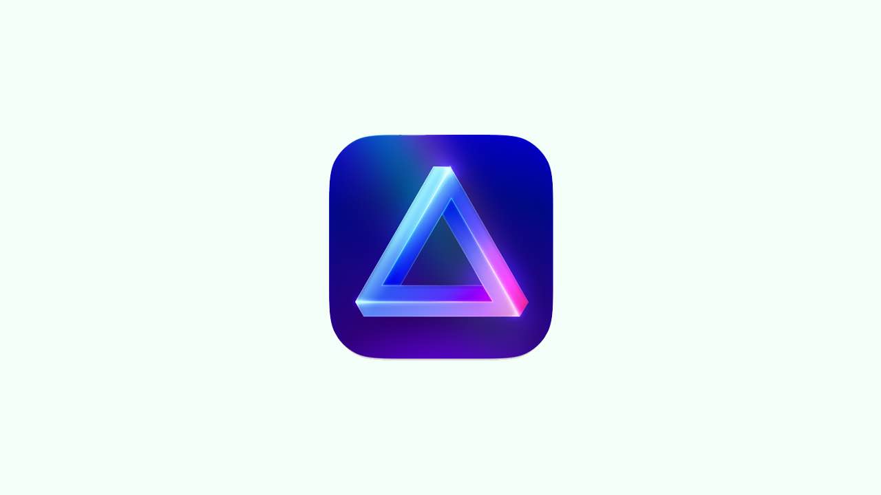 Logotipo de Luminar Neo, un triángulo imposible en tonos azules y morados sobre un fondo blanco.