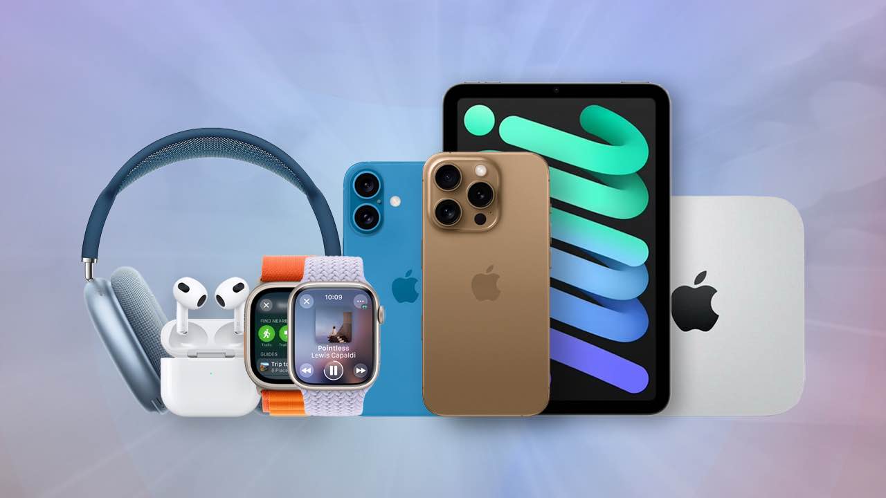 Productos Apple 2024 incluyendo iPhone, iPad, Apple Watch, AirPods, Mac Mini y AirPods Max en el episodio del podcast sobre el evento de septiembre.