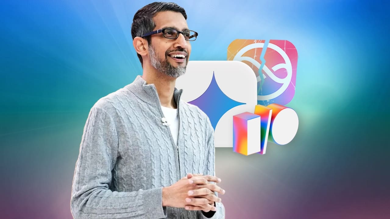 Sundar Pichai presenta Gemini y las novedades de Google I/O 2025 con fondo colorido