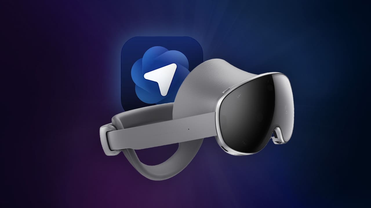 Visor Samsung Galaxy XR junto al logotipo de ChatGPT Atlas sobre fondo azul, representando los temas del episodio del podcast de La Manzana Mordida.