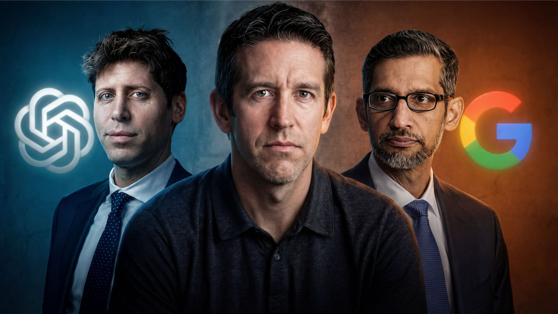 Sam Altman de OpenAI y Sundar Pichai de Google flanquean a John Ternus en el análisis sobre la presión a Apple en la era de la IA.