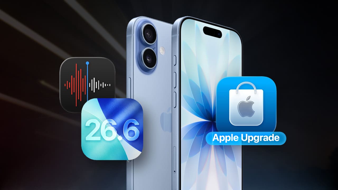 Apple Upgrade, iOS 26.6 y la transcripción del Genius Bar protagonizan el episodio 372 junto a un iPhone azul.