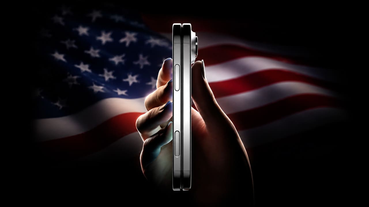iPhone plegable frente a la bandera de Estados Unidos, portada sobre su posible lanzamiento limitado.
